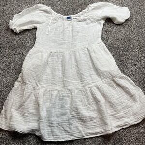 Old Navy Dress Womens Small White‎ Gauze Cotton Peasant Puff Sleeve Tiered Mini